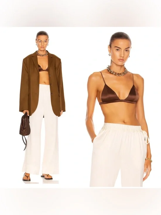 New! KHAITE Frida Satin Charmeuse Bra Top in Chocolate Brown 🤎 Small NWT! - Picture 4 of 16